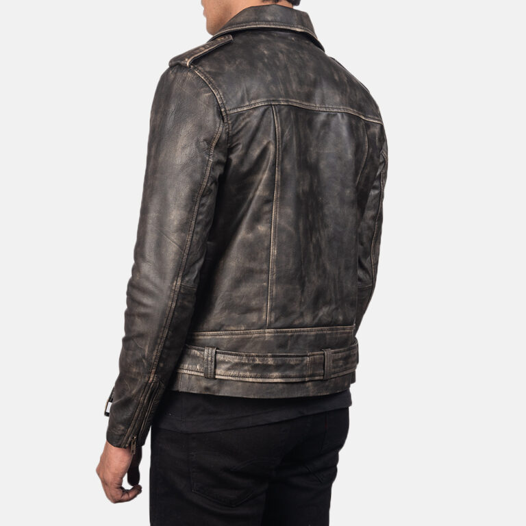Mens Allaric Alley Distressed Brown Leather Biker Jacket4517-8-1557046519595